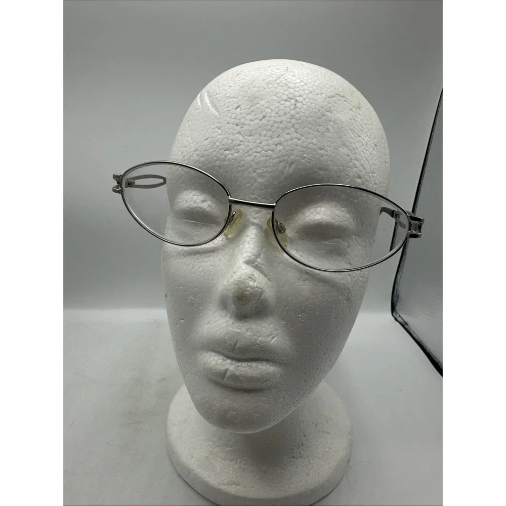Oval Eyeglasses Frames Silver Tone Metal Full Rim Modern Stephanie Silver